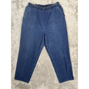Chic Mom Jeans Womens 14 Blue Relaxed High Rise Elastic Waist Tapered 90s Denim